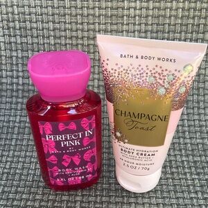 Bath & Body Works Champagne Toast Body Cream and Perfect in Pink Body Wash